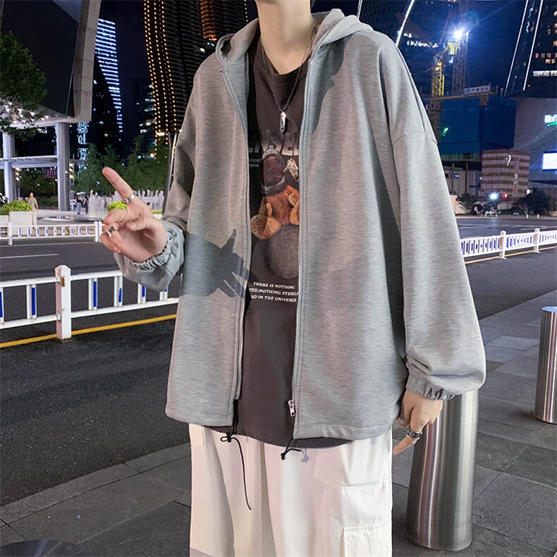 2021春秋季新款卫衣外套男开衫连帽休闲拉链薄款运动上衣  6602/图片