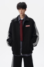 8XL-M条纹撞色开衫新年红卫衣运动套装潮牌运动服校园风TZ114P118，男装休闲套装，电商D206-1