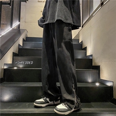 春季新款高街直筒微喇毛边裤脚拉链牛仔裤B315-K1315P65控78，男装牛仔裤，电商B315