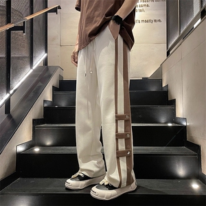 休闲裤男韩版潮流高街帅气拼色2026夏季新款ins宽松长裤K3858-P34图片