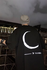 夏季反光月亮短袖印花T恤男宽松大码半袖上衣情侣 A071-9006-P30图片