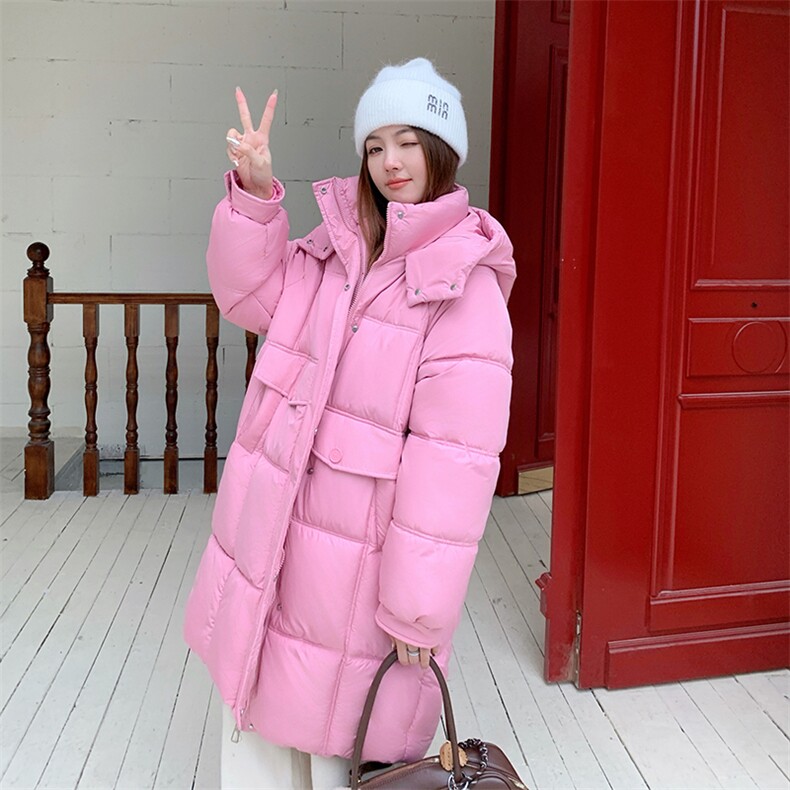 韩版减龄保暖中长款减龄棉服女2025冬季新款显瘦加厚连帽棉衣棉袄图片