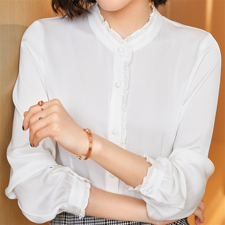 新款都市优雅真丝衬衫女长袖修身显瘦百搭气质上衣,女装衬衫,宋氏羊绒