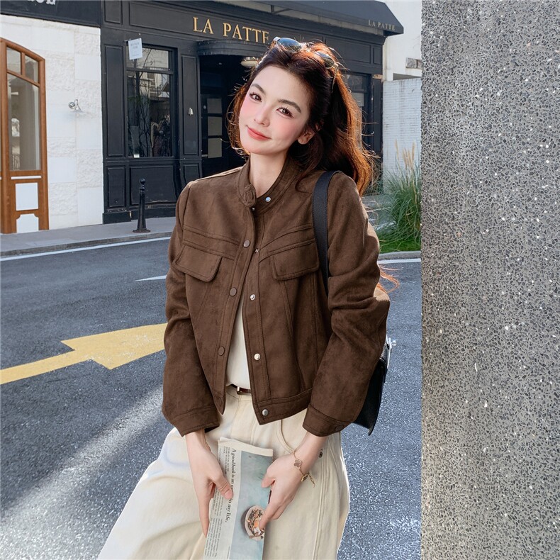已出货春装新款~麂皮绒外套女1楼南36-39吾爱衣-A7703-P145-K258,女装短外套,1C083