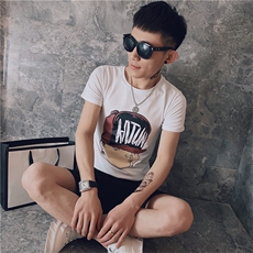 夏季社会精神小伙网红同款男短袖T恤帅气韩版修身C301B-DT27-P30，男装T恤，电商C301B