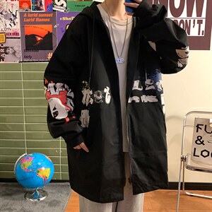 7XL~M 2021秋冬新款港风中长款风衣大衣潮男加肥加大码胖子控价98图片