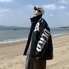 XZ213-MY36-P128控148港风潮牌纯刺绣PU皮棉服加厚保暖棉衣，男装棉衣，星座213