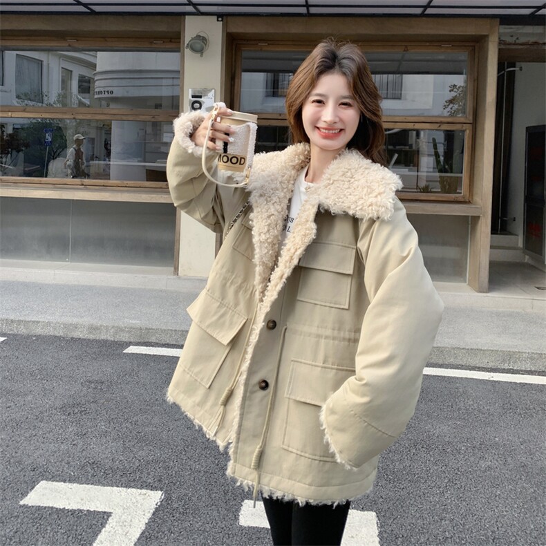 新款！保暖羊羔毛派克服工装外套2C133-6007-P255-K378,女装派克服,2C133