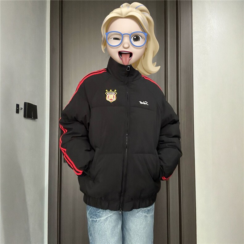 情侣美式学院风拼接条纹面包服棉服宽松加厚棉衣外套2508-P75网图,男装棉衣,电商B245