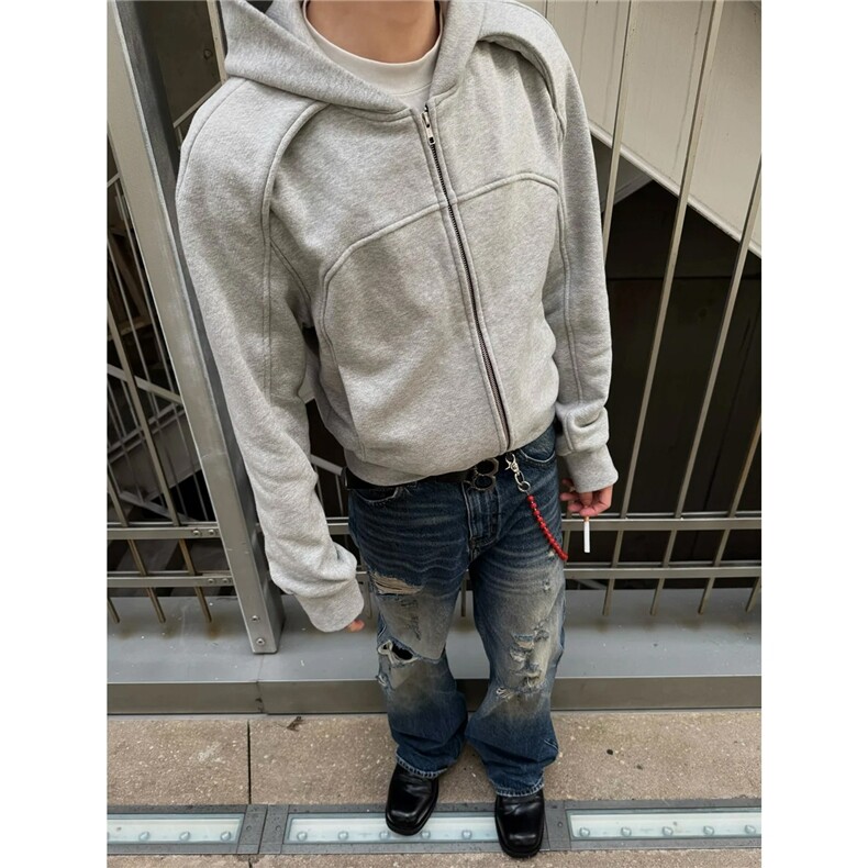美式复古拼接连帽休闲开衫卫衣男女潮运动拉链夹克外套WYA246,男装夹克,星座516A