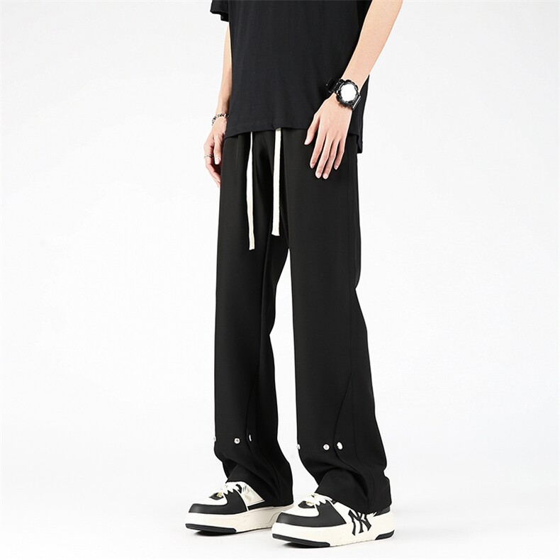 夏季冰丝西裤小众百搭微喇铆钉纽扣冰丝裤子K411-P50，男装西裤，电商A062