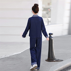 时尚简约大方气质优雅收腰显瘦休闲修身百搭牛仔两件套年秋季，女装套装/套裙，梦依杭