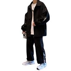 TZ8980/P95秋装新休闲运动格子撞色套装排扣裤子夹克两件套控118，男装休闲套装，电商A141