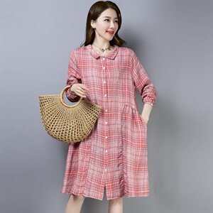 连衣裙百搭时尚修身彩色2021年春季格子甜美图片