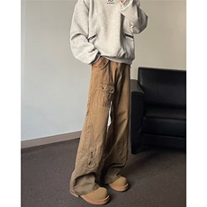 美式水洗工装微喇牛仔复古设计感多口袋长裤子-NZ043，男装工装外套，星座1002-2