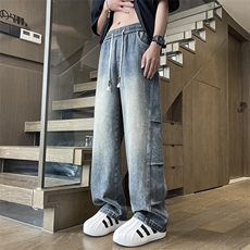 潮牌高街设计感宽松直筒裤子2024夏季男士薄款K750-特批-45，男装休闲裤，星座718-1