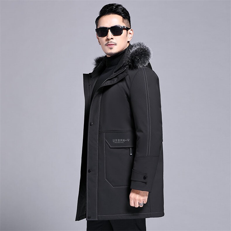 B2196钱塘2020-3冬季可脱卸内胆真毛领高端羽绒服长P320,男装羽绒服,钱塘207-3