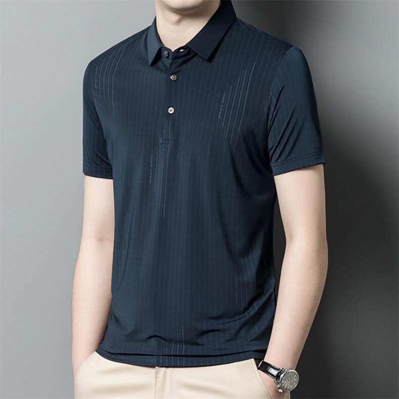 男士夏季冰丝短袖polo衫商务休闲中年百搭宽松上衣BL56203-P50,男装Polo衫,星座1105-3