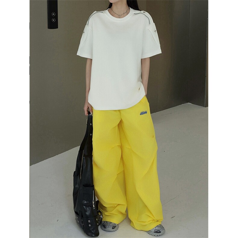 拉链设计重磅短袖T恤夏季美式潮流痞帅炸街情侣半袖YX46 P36图片