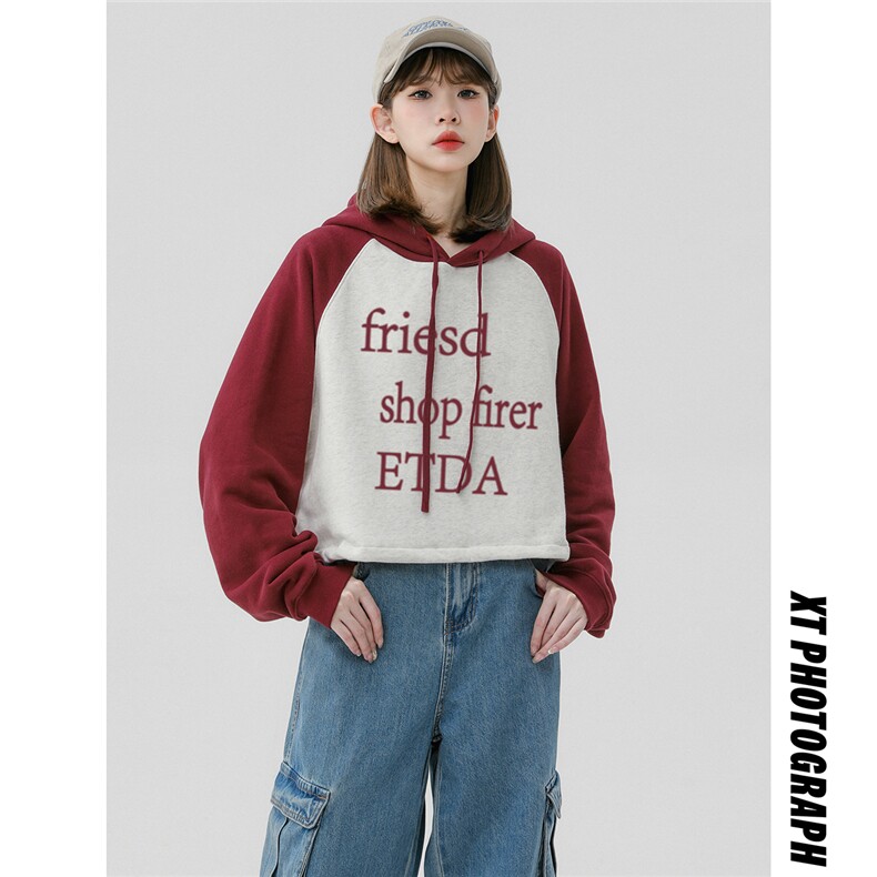 中性风23新款秋季时尚百搭宽松字母印花潮流连帽卫衣DW02P58控78图片
