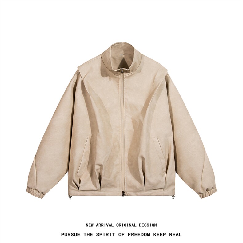 PY9099/P85新款宽松机能风磨砂皮衣皮夹克男休闲百搭痞帅上衣外套,男装夹克,电商A141