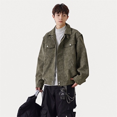 得物二开男美式复古仿麂皮PU皮夹克翻领简约宽松外套JK1240-P98，男装夹克，星座1103-3