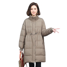 2022冬季新款女装时尚休闲保暖宽松舒适中长款亮面羽绒服女，女装羽绒服，叶笙衣