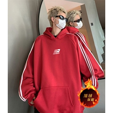 抖音得物供货提供视频秋冬重磅美式宽松织带连帽卫衣0606，男装卫衣，电商A486