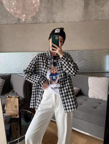 秋装新款格子衬衣两件套，其它，沐·沐