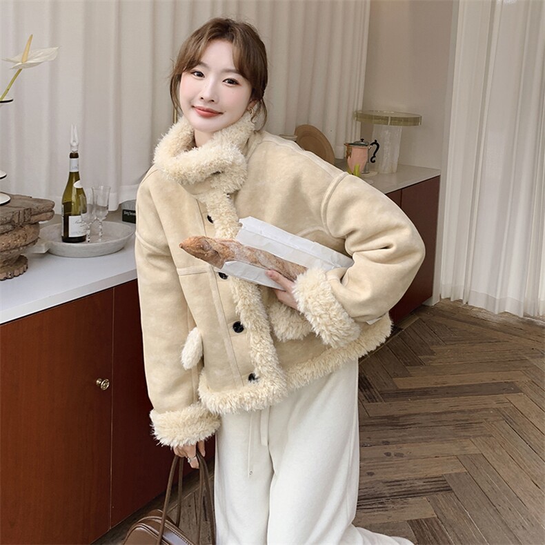 现货冬装双面穿加厚羊羔毛皮毛一体外套浙宝208-8057-P185K278，女装羊羔毛/颗粒绒，浙宝208