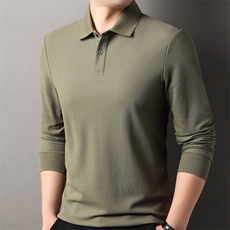 F83025主推款7A抗菌重珠布长袖纯色翻领T恤70%棉，男装T恤，钱塘207-1