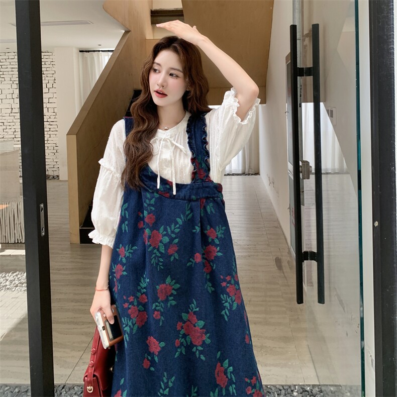 新品色织牛仔面料叠穿2件套装5592-P185-K298,女装连衣裙,2C275