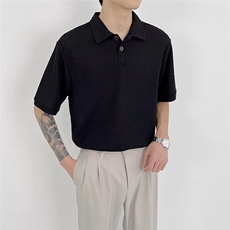 W9785-P32网图现货冰丝polo衫短袖夏季薄款韩版高级感针织半袖，男装T恤，星座1608-2