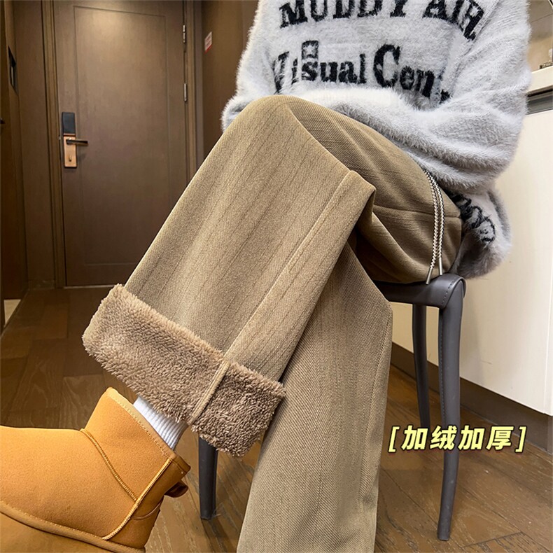 冬季加绒松弛感穿搭男美式卫裤直筒宽松运动裤5D2122-TP3569,男装休闲裤,电商A102