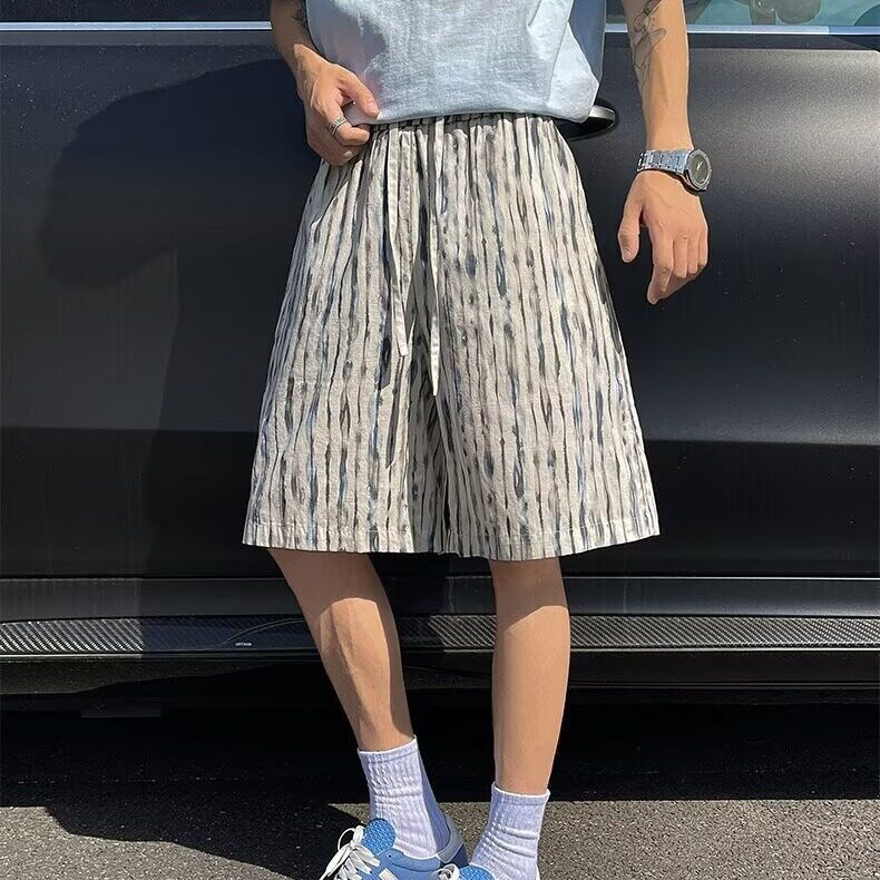 美式扎染运动短裤男夏季冰丝透气宽松五分裤子夏威夷海边篮球中裤,男装牛仔裤,星座1210-1