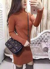 针织衫/毛衣纯色半高圆领套头2020年冬季长袖中长款修身，女装针织衫/毛衣，奕阳依阁