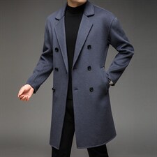毛呢大衣中年男士新款上衣商务休闲时宽松男装双面呢纯色免烫外套，男装毛呢大衣，电商B212（原钱塘6029）