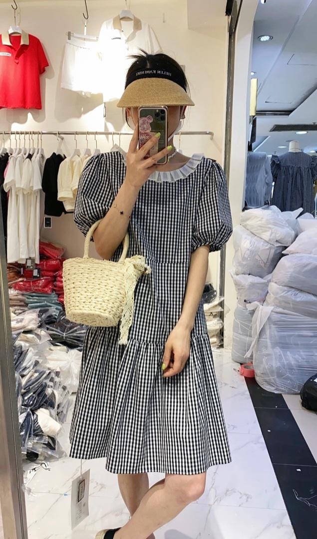 韩系格子连衣裙,女装连衣裙,LiLi