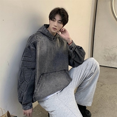 新款牛仔连帽卫衣男春秋潮牌休闲百搭宽松夹克外套JK815-P88，男装夹克，星座308B-1