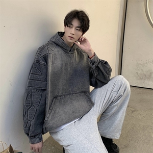 新款牛仔连帽卫衣男春秋潮牌休闲百搭宽松夹克外套JK815-P88图片