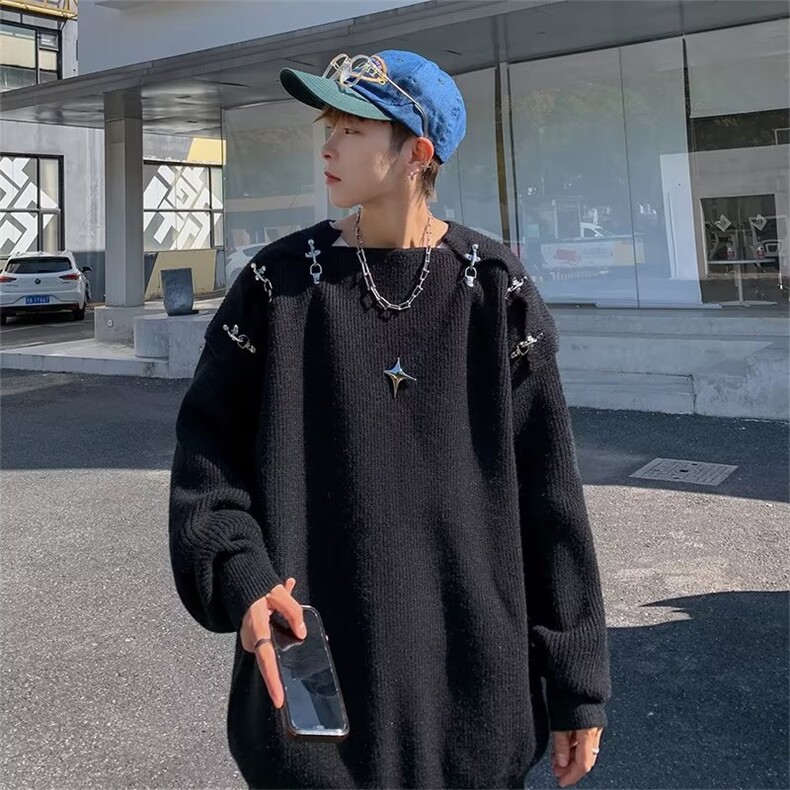 ins时尚毛衣针织衫新款宽松型纯色鹿毛绒流行街头JY01P68,男装针织衫/毛衣,星座1116-2
