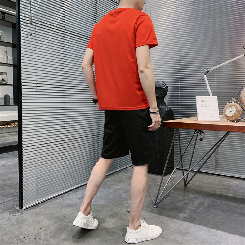 2021夏季新款男士短袖短裤运动套装男两件套A438-019-P30,男装休闲套装,电商A438
