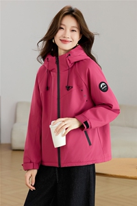 现货2025新款加绒连帽女士休闲时尚连帽派克服图片