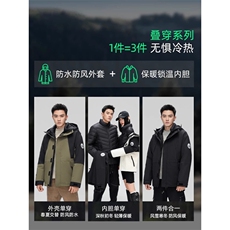 标90%潮流冲锋衣连帽羽绒服男冬季户外休闲内胆可拆三合一P300，男装夹克，星座1210B
