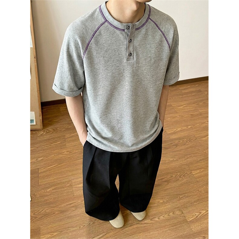 撞色复古哈苏线户外运动短袖T恤拼接插肩上衣男X61406-TP2549,男装T恤,电商A102