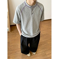 撞色复古哈苏线户外运动短袖T恤拼接插肩上衣男X61406-TP2549，男装T恤，电商A102