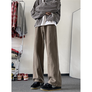 牛仔裤男复古纯色潮牌潮流韩版宽松直筒休闲长裤春季工装阔腿裤子图片