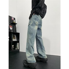 早秋新款美式高街设计感直筒宽松牛仔裤男休闲长裤Y2027-P60，男装牛仔裤，星座1109-3