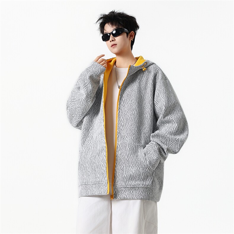 YK86105-P55聚酯纤维秋季新品美式复古人字纹连帽卫衣男,男装卫衣,电商A086-1