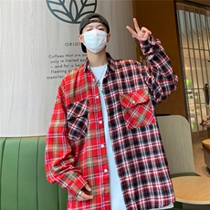 气质青春流行新款时尚潮衬衫格子百搭原宿男潮流夏季，男装衬衫，星座716-2